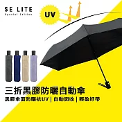 【SE Lite】三折黑膠防曬自動傘_ 鐵灰