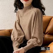 【Jilli~ko】氣質款燈籠袖針織衫 23898  FREE 深卡其