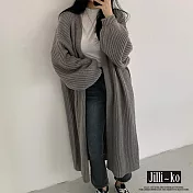 【Jilli~ko】復古燈籠袖針織開衫外套 B46  FREE 灰色