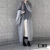 【Jilli~ko】韓版長款針織開衫外套 J8399  FREE 灰色
