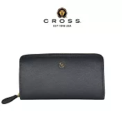 【CROSS】台灣總經銷 限量1折 頂級小牛皮維納斯系列拉鍊長皮夾 全新專櫃展示品 大象灰