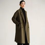 旅途原品 澳洲進口高支羊毛羊絨雙面呢大衣-B入毛呢外套女冬 M L XL L 蘚苔綠