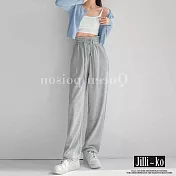【Jilli~ko】新款寬鬆簡約排扣束腳抽繩哈倫運動褲 J9880 FREE 淺灰色