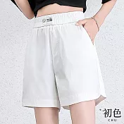 【初色】運動風輕薄高腰寬褲五分褲短褲-共3色-62787(M-2XL可選) M 白色
