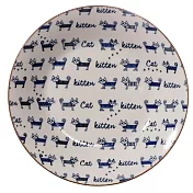 【KAKUNI】可愛貓咪陶瓷淺盤24cm ‧ 藍
