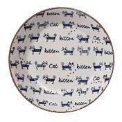 【KAKUNI】可愛貓咪陶瓷餐盤20cm ‧ 藍