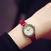 Watch-123 英倫情人-歐風典雅仿舊小盤細帶手錶 _復古紅