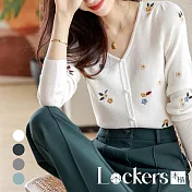 【Lockers 木櫃】春季浪漫刺繡針織上衣 L112021304 XL 白色XL