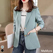 【MsMore】韓版小西外高級感炸街休閒氣質長袖短版西裝外套#115679 XL 綠色