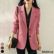 【MsMore】 西裝外套大碼高級感休閒寬鬆長袖西裝外套 # 115694 M 粉紅色