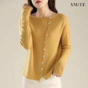 【AMIEE】開衫百搭單排針織上衣(KDTY-2830) F 楓葉黃