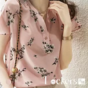 【Lockers 木櫃】春季溫柔梅花雪紡上衣 L112022003 L 粉色L