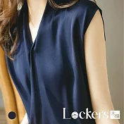 【Lockers 木櫃】春季減齡顯瘦無袖雪紡衫 L112022005 XL 藏藍色XL