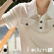 【Lockers 木櫃】春季減齡學院風短袖上衣 L112022008 XL 白色XL