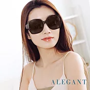 【ALEGANT】時尚希臘棕方框全罩式寶麗來偏光墨鏡/外掛式UV400太陽眼鏡/包覆套鏡