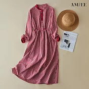 【AMIEE】經典貴氣百搭修身連身洋裝(KDDY-9396) 2XL 紅格