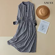 【AMIEE】經典貴氣百搭修身連身洋裝(KDDY-9396) 2XL 黑格