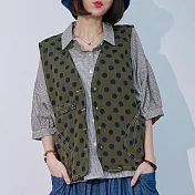 【慢。生活】工裝風口袋明線開扣點點馬甲背心 15836  FREE 綠色