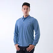 【遊遍天下】男款抗UV吸濕排汗機能POLO長衫(GL1037) L 藍灰
