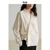 ltyp旅途原品 長絨棉不對稱廓形襯衫 M L-XL  L-XL 荼白色