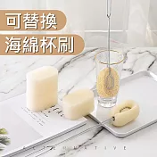 【超值5件組】不銹鋼長柄杯刷 可替換刷頭 海綿刷 奶瓶刷