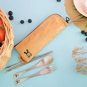 OKAPI不鏽鋼餐具組- 牛皮棕