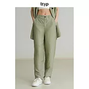ltyp旅途原品 天然亞麻經典休閒錐形褲 M L XL L 螢石綠