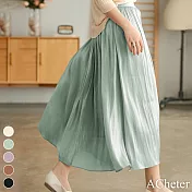 【ACheter】 流光紗長裙光澤感網紗設計感A字大擺百搭長裙# 116527 M 綠色