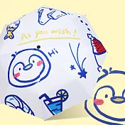 【KISSDIAMOND】日式童趣圖繪晴雨兩用黑膠自動傘(KDU-666) F 企鵝