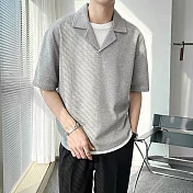 【AMIEE】設計感落肩翻領POLO衫(男裝/KDTY-538) 2XL 灰色