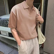 【AMIEE】型男雅痞舒適彈力針織POLO衫(男裝/KDTY-3327) L 卡其