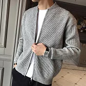 【AMIEE】韓系型男立挺修身舒適針織外套(男裝/KDCY-Q103) XL 灰色