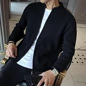 【AMIEE】韓系型男立挺修身舒適針織外套(男裝/KDCY-Q103) XL 黑色