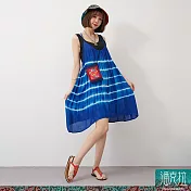 潘克拉 | 藍染波紋細肩帶中長縲縈背心小衫 TM981  FREE 藍色