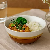 【日本cobono】職人匠釉 濃淡兩色 窯燒餐碗13cm ‧ 焦糖棕