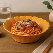 【日本cobono】Solell美濃燒 靜謐花形餐碗16cm ‧ 黃