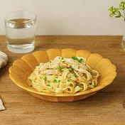 【日本cobono】Solell美濃燒 靜謐花形餐盤20cm ‧ 黃