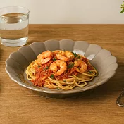 【日本cobono】Solell美濃燒 靜謐花形餐盤20cm ‧ 灰