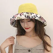 【KISSDIAMOND】大帽檐雙面可摺疊遮陽帽(KD-0868) F 雙面款-楓葉檸檬黃