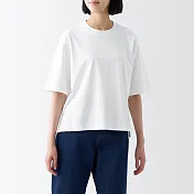 【MUJI 無印良品】女棉混涼感寬版短袖T恤 L 白色
