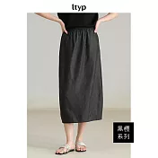 ltyp 旅途原品 黑標系列 100%真絲香雲紗極簡氣球裙 M L-XL M 檀木黑