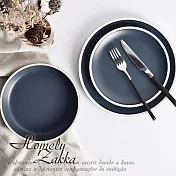 【Homely Zakka】莫蘭迪啞光磨砂陶瓷餐盤碗餐具_小圓平盤20.5cm (莫蘭迪藍)