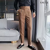 【AMIEE】型男必備設計感雅痞西裝褲(男裝/KDPY-G01) 36 咖啡