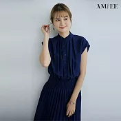 【AMIEE】甜美荷葉層次造型雪紡洋裝(KDDY-0850) L 藏青