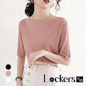 【Lockers 木櫃】夏季一字肩冰絲針織衫上衣 L112051503 L 粉色L