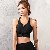 【KISSDIAMOND】高強度前拉鏈美型運動內衣(KDW-8133) M 黑色