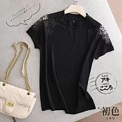【初色】拼接蕾絲鏤空針織衫-共3色-61907(F可選) F 黑色