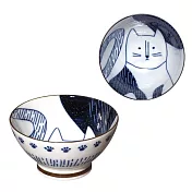 SANGO 北歐風動物紋 陶瓷餐碗310ml ‧ 貓咪