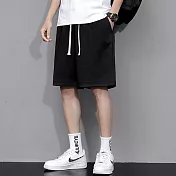 【KISSDIAMOND】休閒寬鬆透氣運動風男裝短褲(KDP-9998) XL 黑色
