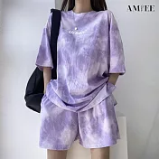 【AMIEE】城市球衣風休閒運動套裝(KDA-328) 2XL 紫色